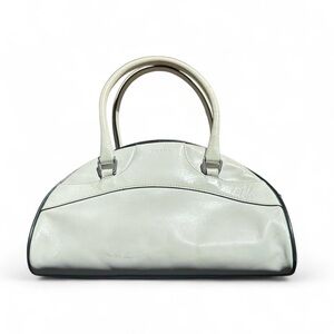 Vintage Prada White Leather Bowler Handbag